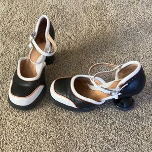 John Fluevog Mini Qtee shoes, black, white & pink